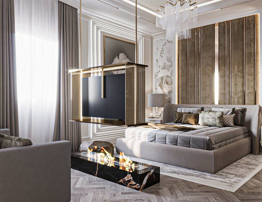 WPC-clad closet doors with a seamless finish, blending storage into bedroom aesthetics