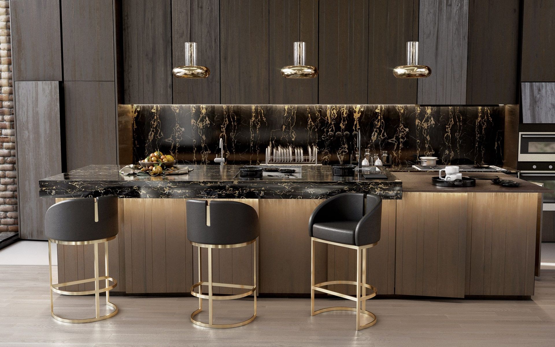 Heat-resistant WPC panels behind a cooktop, designed to withstand high temperatures