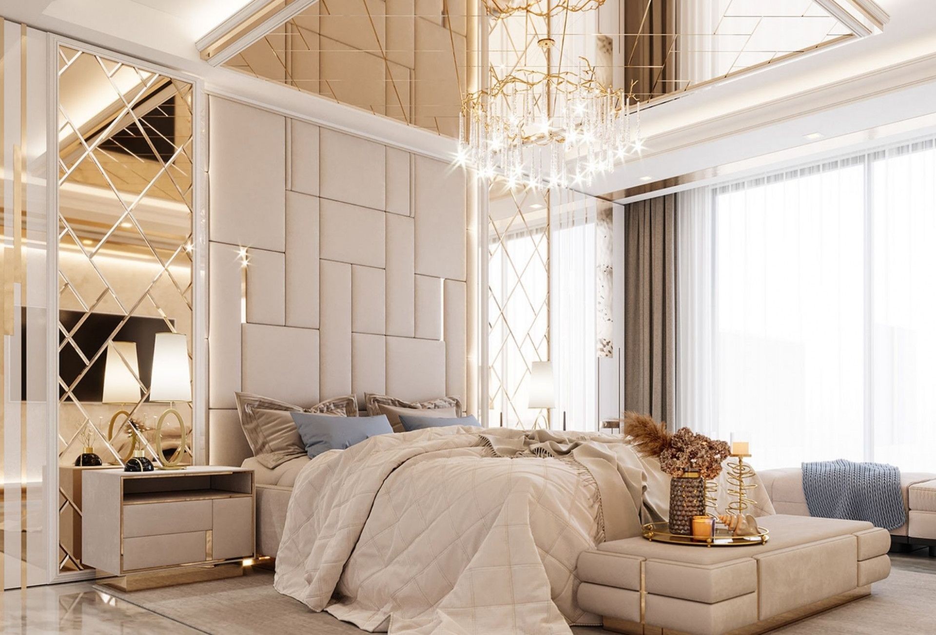 Integrated WPC headboard with built-in USB outlets and LED strip lighting for modern convenience