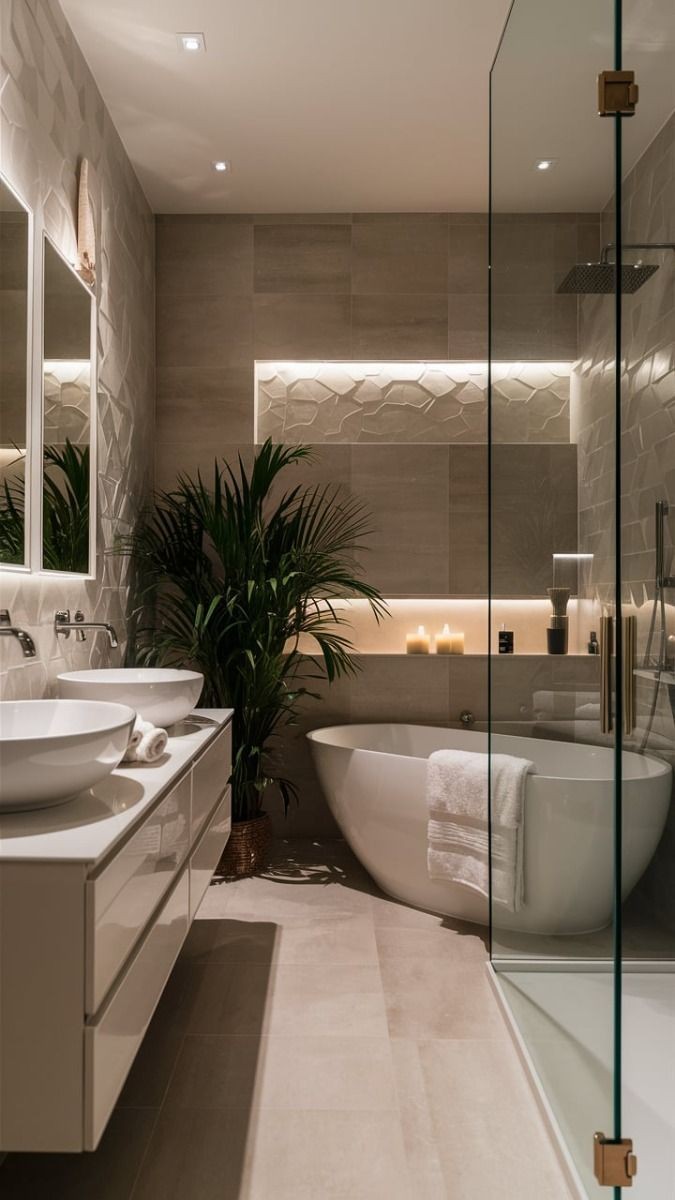 Slip-resistant WPC flooring in a wet room, textured for safety and waterproof durability